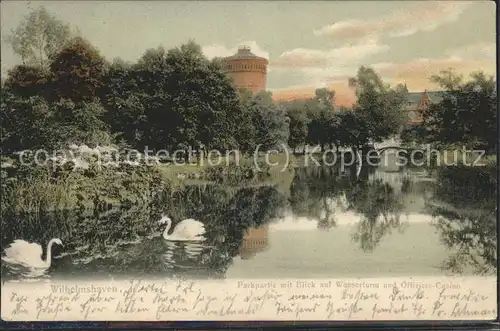 Wilhelmshaven Park mit Wasserturm und Offzierskasino Kat. Wilhelmshaven