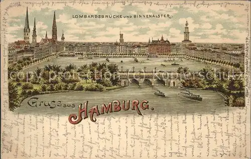 Hamburg Lombardsbruecke und Binnenalster Kat. Hamburg