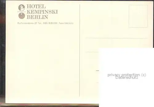 Berlin Hotel Kempinski Kat. Berlin