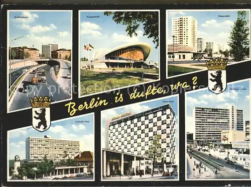 Berlin Stadtautobahn Kongresshalle Hansaviertel Corbusier Haus Hilton Hotel Hochhaus am Zoo Kat. Berlin