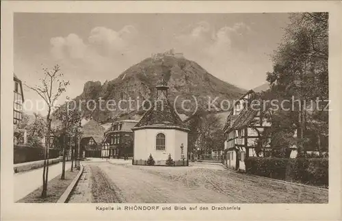 Rhoendorf Kapelle mit Drachenfels Kat. Bad Honnef