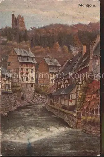 Montjoie Monschau Ortsblick mit Ruine Feldpost Illustration /  /