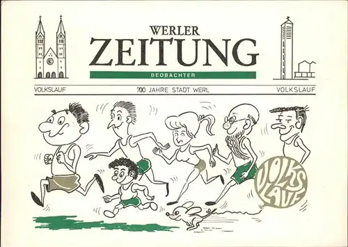 Werl Westfalen Volkslauf 700 Jahre Stadt Werl Werler Zeitung Karikatur / Werl /Soest LKR