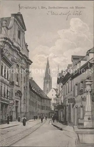 Freiburg Breisgau Bertholdstrasse mit Muenster Kat. Freiburg im Breisgau