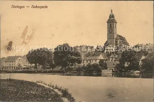 Nuertingen Partie am Neckar mit Kirche Kat. Nuertingen