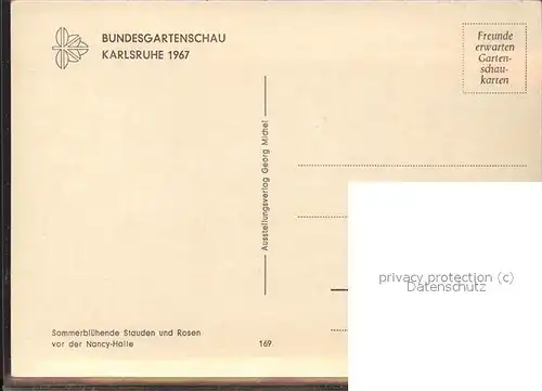 Karlsruhe Bundesgartenschau 1967 Kat. Karlsruhe