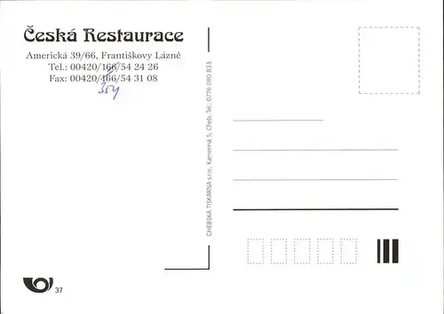 Frantiskovy Lazne Ceska Restaurace Kat. Franzensbad