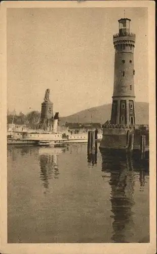 Lindau Bodensee Hafeneinfahrt mit Leuchtturm Kat. Lindau (Bodensee)