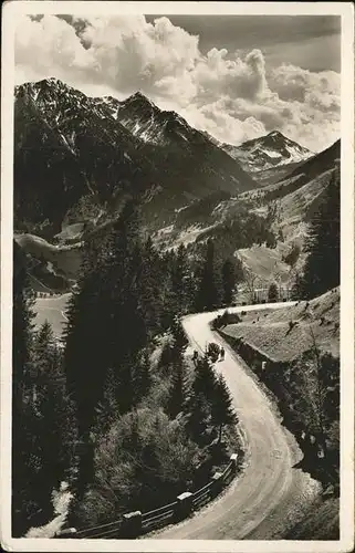 Bad Oberdorf AH Pass Strasse mit Breitenberg und Rotspitze Kat. Bad Hindelang