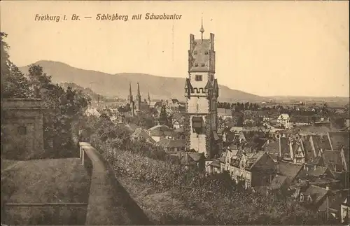 Freiburg Breisgau Schlossberg mit Schwabentor Kat. Freiburg im Breisgau