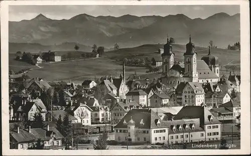 Lindenberg Allgaeu Ortsblick mit Alpen Feldpost Kat. Lindenberg i.Allgaeu