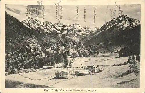 Schwand Oberstdorf Ortsblick mit Alpenpanorama Kat. Oberstdorf