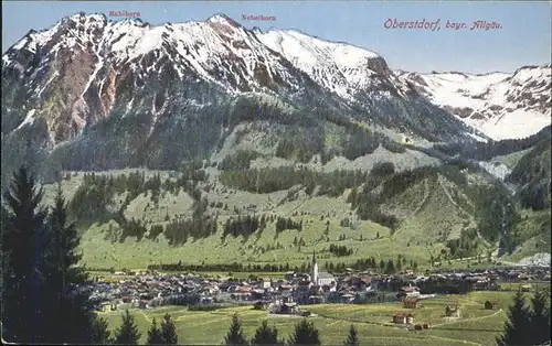 Oberstdorf mit Rubihorn und Nebelhorn Kat. Oberstdorf