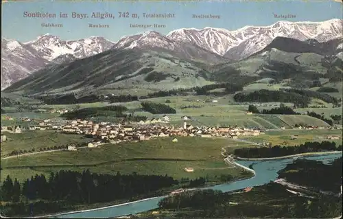 Sonthofen Oberallgaeu mit Alpenpanorama Kat. Sonthofen