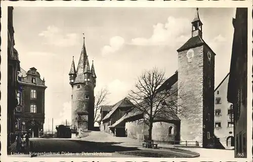 Lindau Bodensee Kriegerdenkmal Diebs und Peterskirchturm Kat. Lindau (Bodensee)