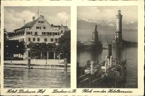 Lindau Bodensee Hotel Lindauer Hof Blick von der Terrasse Kat. Lindau (Bodensee)