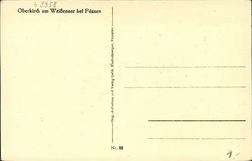 Oberkirch Fuessen Kirchlein am Weissensee Kat. Fuessen