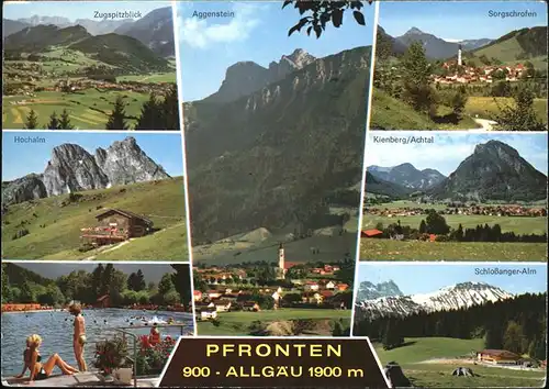 Pfronten Zugspitzblick Aggenstein Sorgschrofen Kienberg Schlossanger Alm Hochalm Schwimmbad Kat. Pfronten