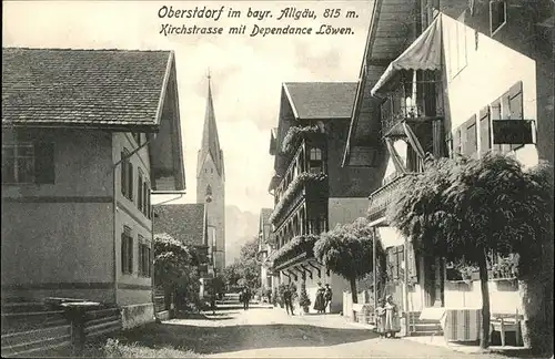 Oberstdorf Kirchstrasse mit Dependance Loewen Kat. Oberstdorf