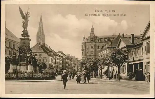 Freiburg Breisgau Kaiserstrasse und Siegesdenkmal Kat. Freiburg im Breisgau