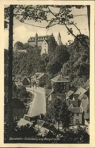 Schoenberg Bensheim Ortsblick mit Schloss Kat. Bensheim