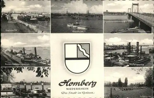 Homberg Duisburg Rheinpartie Rheinbruecke Raddampferanlegeplatz Hafen Lutherpark Kat. Duisburg