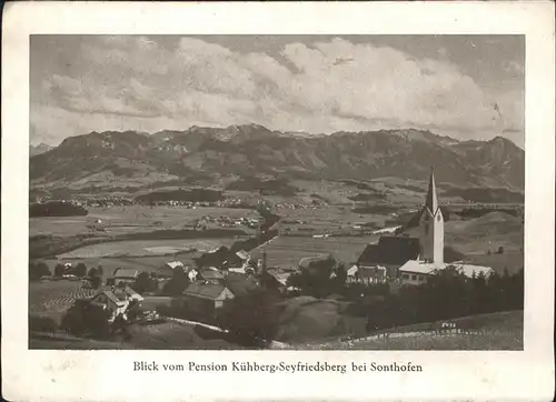 Sonthofen Oberallgaeu Blick von Pension Kuehberg Seyfriedsberg Aufklappkarte Kat. Sonthofen