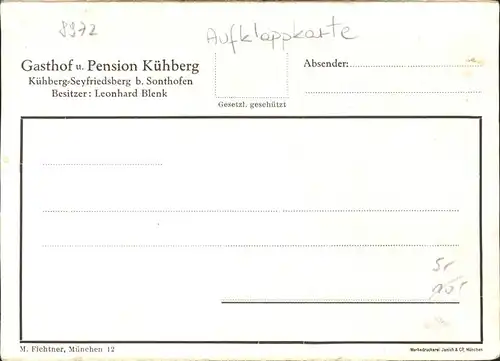 Sonthofen Oberallgaeu Blick von Pension Kuehberg Seyfriedsberg Aufklappkarte Kat. Sonthofen