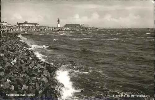 Buesum Brandung Steinbank Leuchtturm x