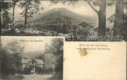 Roemhild Waldhaus Blick von Steinsburg zum Gleichberg Kat. Roemhild
