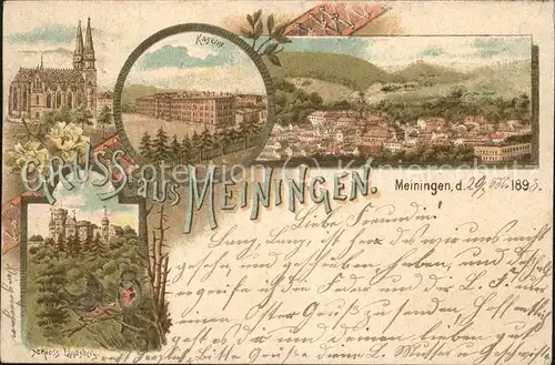 Meiningen Thueringen Panorama Kaserne Schloss Kat. Meiningen