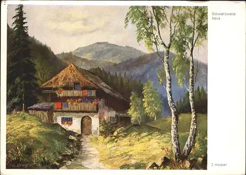 Schwarzwaldhaeuser Nr. 3304 Kuenstlerkarte J. Hecker Kat. Gebaeude und Architektur