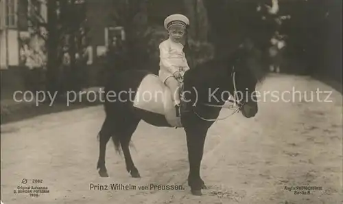 Adel Preussen Prinz Wilhelm Pferd Kat. Koenigshaeuser