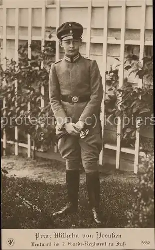 Adel Preussen Prinz Wilhelm Leutnant 1. Garde Regiment Kat. Koenigshaeuser