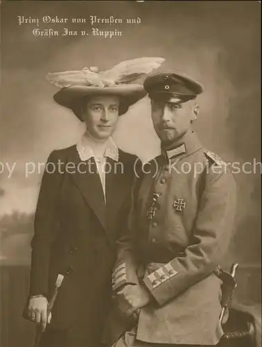 Adel Preussen Prinz Oskar Graefin Ina von Ruppin  Kat. Koenigshaeuser