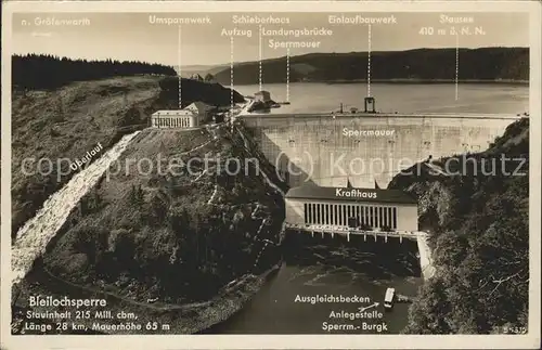 Staudamm Pumpspeicherkraftwerk Bleilochsperre Krafthaus Stausee Kat. Gebaeude