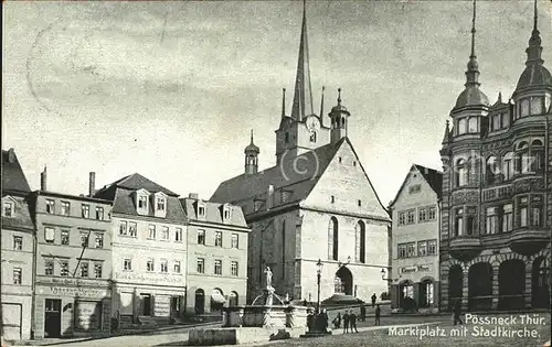 Verlag WIRO Wiedemann Nr. 1034 Poessneck Marktplatz mit Stadtkirche Kat. Verlage