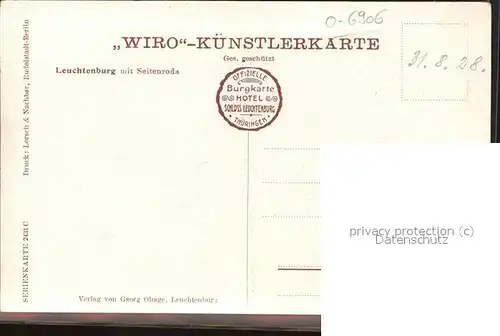 Verlag WIRO Wiedemann Nr. 2431 C Leuchtenburg Seitenroda Kat. Verlage