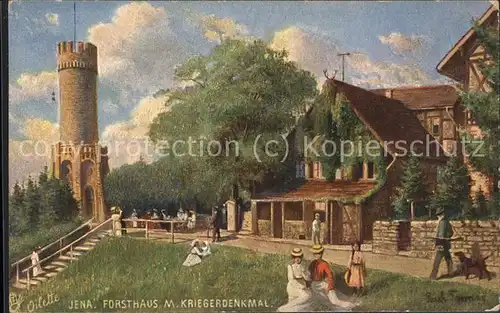 Verlag Tucks Oilette Nr. 179 B Jena Forsthaus und Kriegerdenkmal  / Verlage /