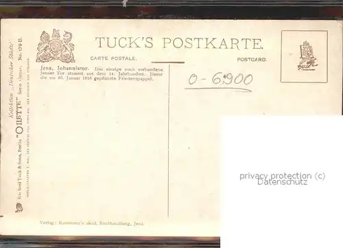 Verlag Tucks Oilette Nr. 179 B Jena Johannistor / Verlage /