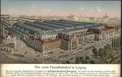 Bahnhof Leipzig Zeichnung Georg Hertel Kat. Eisenbahn