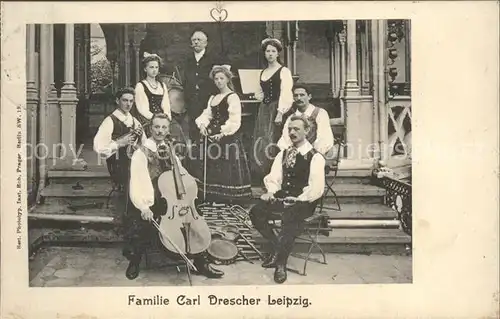Musikanten Familie Carl Drescher Leipzig Cello Floete Trompete Kat. Musik