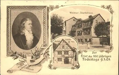 Schiller Friedrich Zither Weimar Sterbehaus Marbach  Kat. Dichter