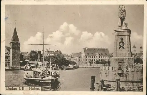 Dampfer Binnenschifffahrt Leuchtturm Lindau Bodensee Hafen  Kat. Schiffe