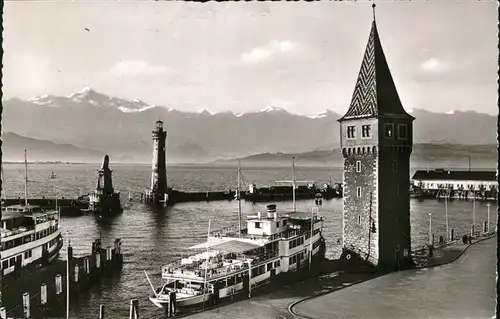 Dampfer Binnenschifffahrt Leuchtturm Lindau Bodensee Hafen  Kat. Schiffe