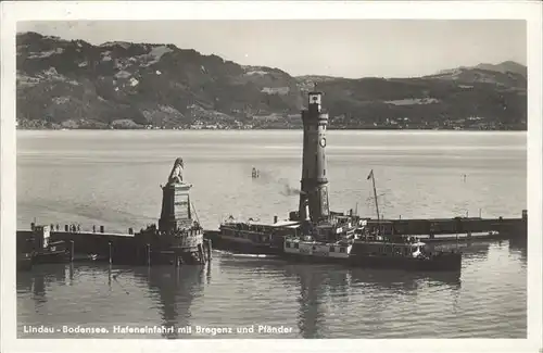 Dampfer Binnenschifffahrt Leuchtturm Lindau Bodensee Hafeneinfahrt Kat. Schiffe