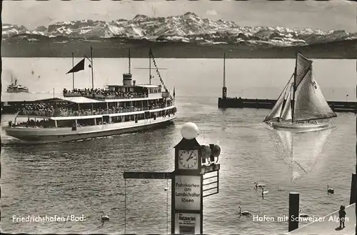 Dampfer Binnenschifffahrt Segelboot Uhr Friedrichshafen Schweizer Alpen Kat. Schiffe