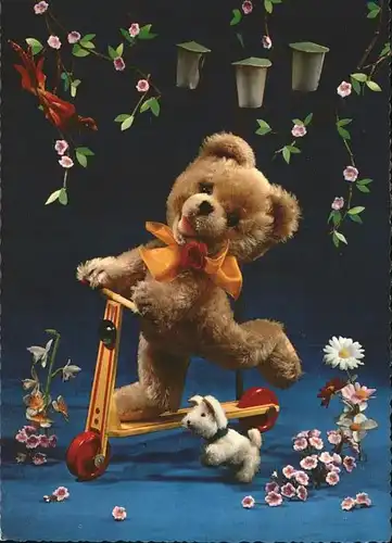 Teddy Teddybaer Teddy bear Roller Hund Vogel Blumen Kat. Kinderspielzeug