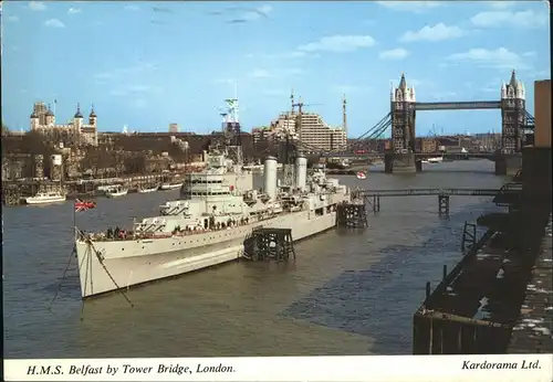 Schiffe H.M.S. Belfast Tower Bridge London Kat. Schiffe