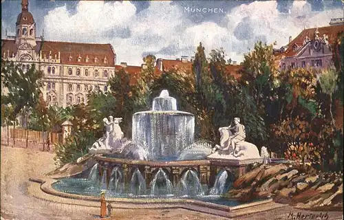 Kuenstlerkarte Nr. 135 M. Herterich Muenchen Wittelsbacher Brunnen Kat. Kuenstlerkarte
